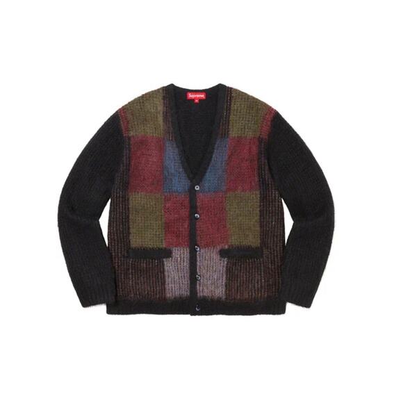 Supreme Brushed Grid Cardigan Black SS22 Size Medium - Picture 1 of 7